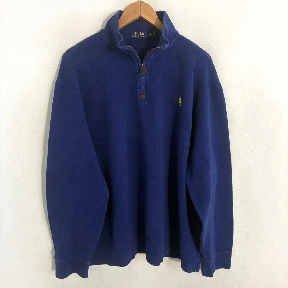Polo Ralph Lauren 1/4 Zip Sweater Mens XXL Mock Neck Golf Preppy Ivy Pullover‎